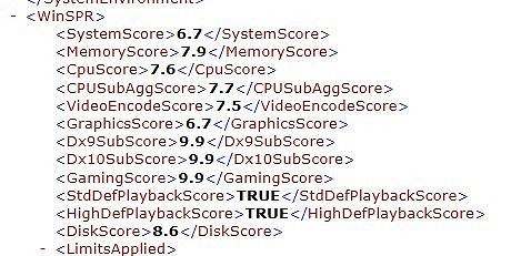 Windowsエクスペリエンスインデックス